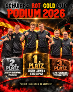 Darts-Podium mit korrigiertem Bronzeplatz-Duo
